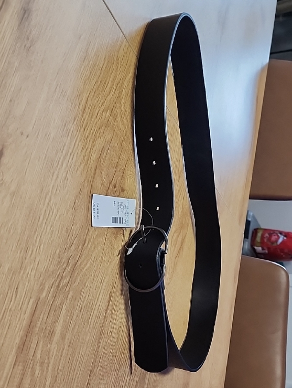 Maurices Black Leather Belt with Silver Round Buckle
